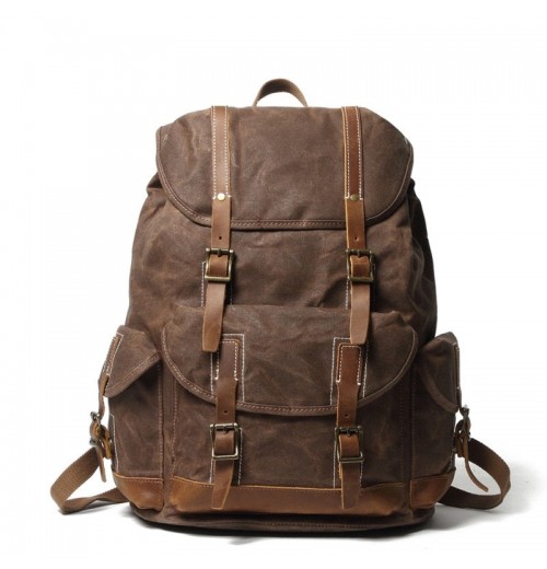 Canvas Leather Rucksack 15.6 Backpack